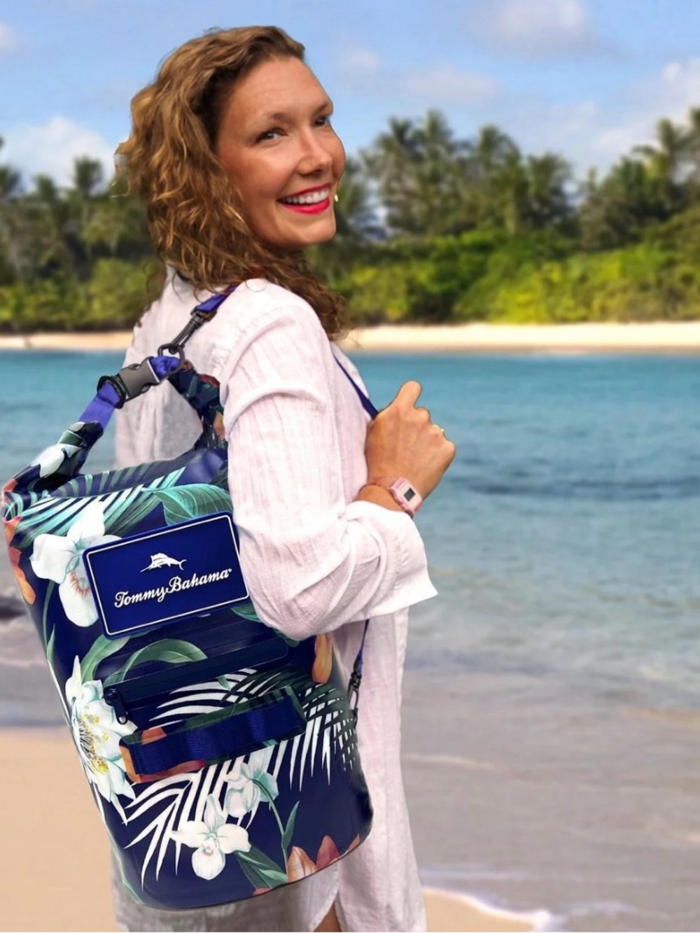 Tommy Bahama Dark Tropical Floral print Waterproof Dry Bag - Picture 2 of 8